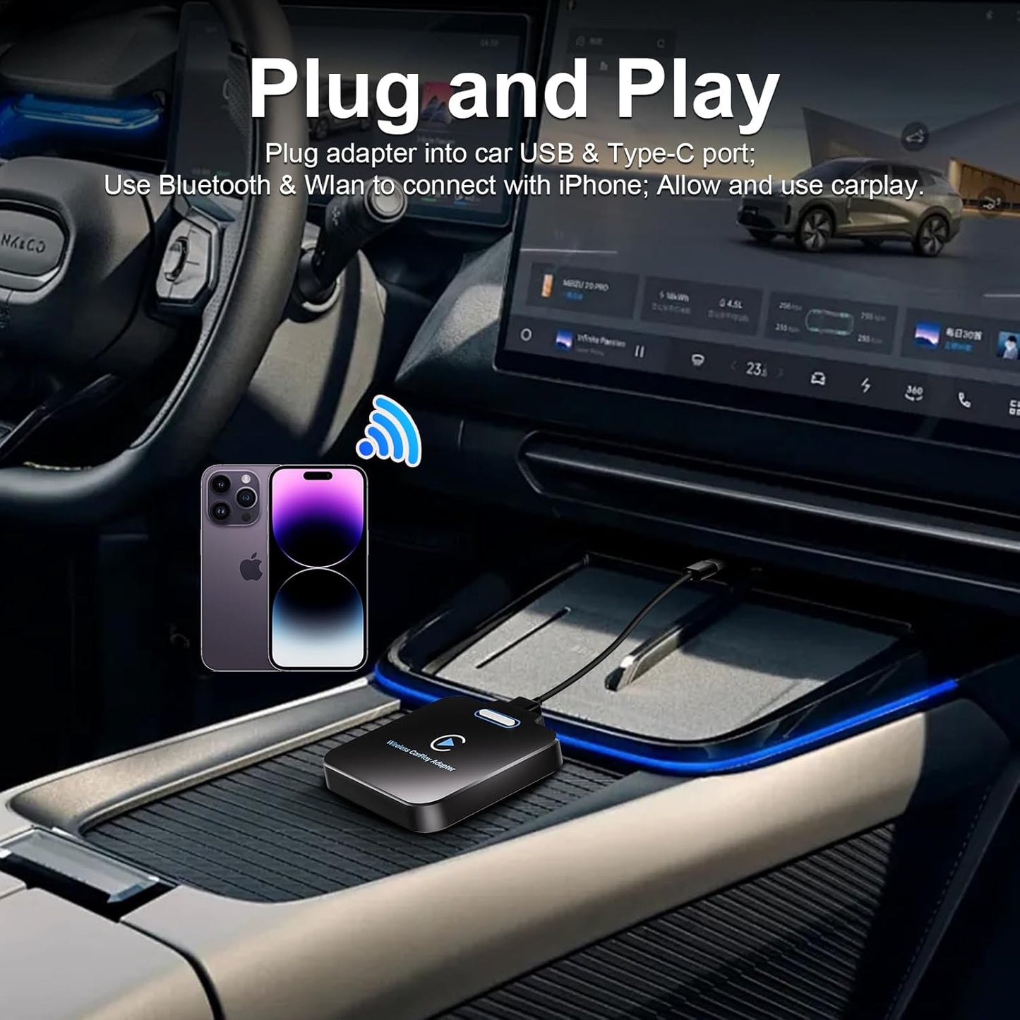 Adaptador Carplay Inalámbrico Para Iphone, Convierte Cable De Fábrica En Dongle Para Control Plug & Play, Compatible Con Coches Desde 2017