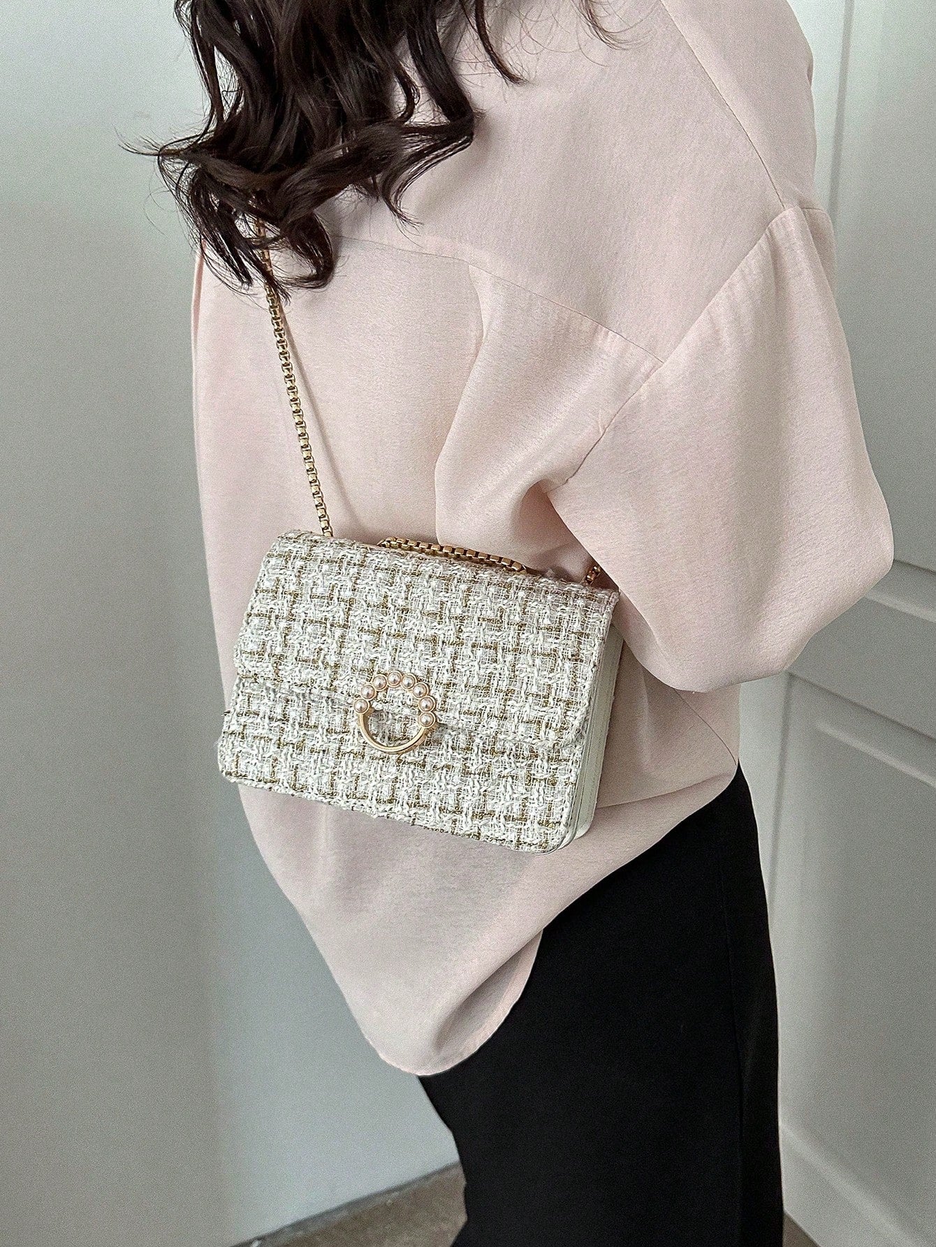 Waterproof,Lightweight,Business Casual Mini Faux Pearl Decor Chain Shoulder Bag for Teen Girls Women College Students,Rookies & White-Collar Workers Perfect for Office,College,Work ,Business,Commute