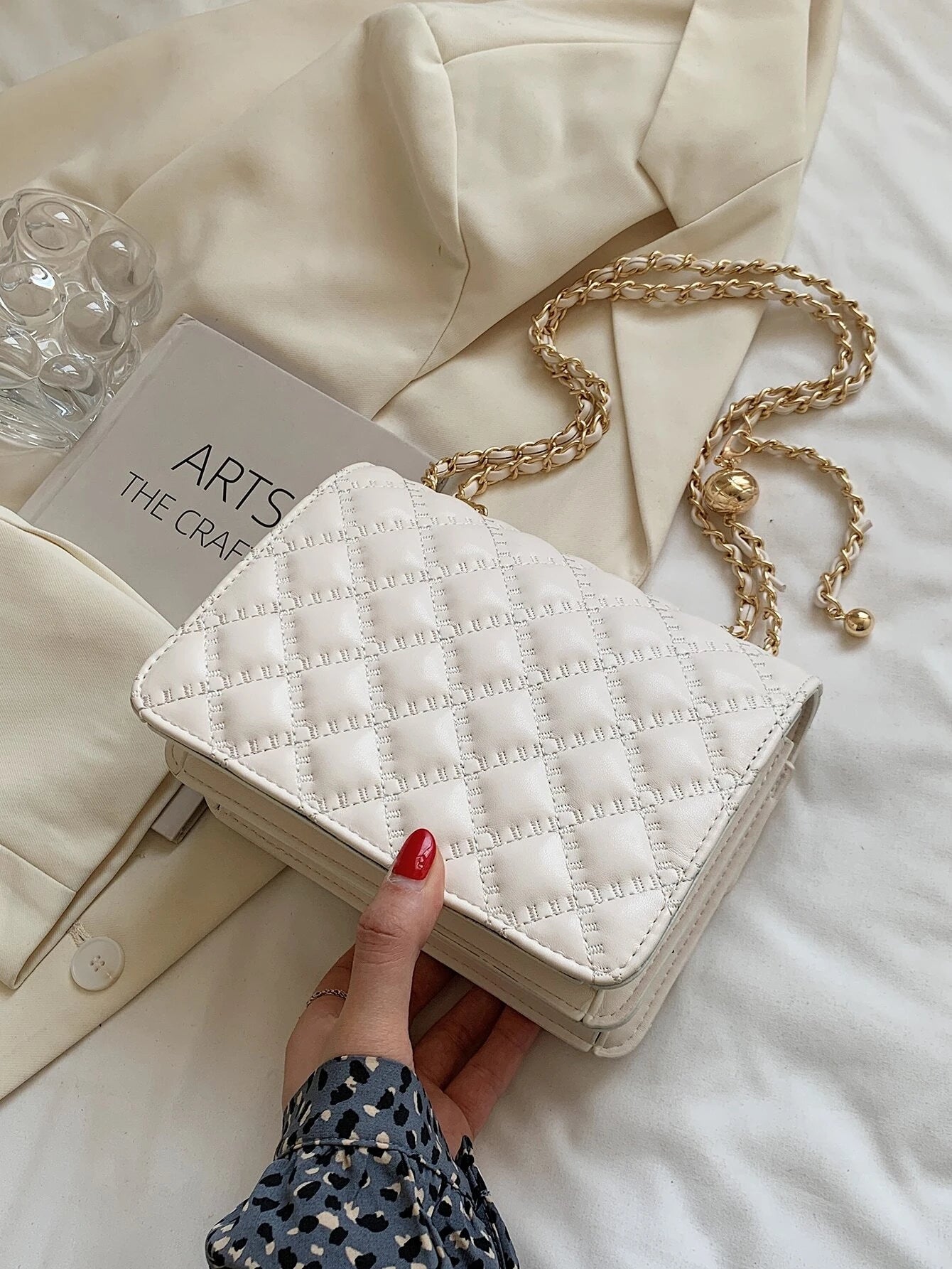 Waterproof,Lightweight,Business Casual Mini Faux Pearl Decor Chain Shoulder Bag for Teen Girls Women College Students,Rookies & White-Collar Workers Perfect for Office,College,Work ,Business,Commute