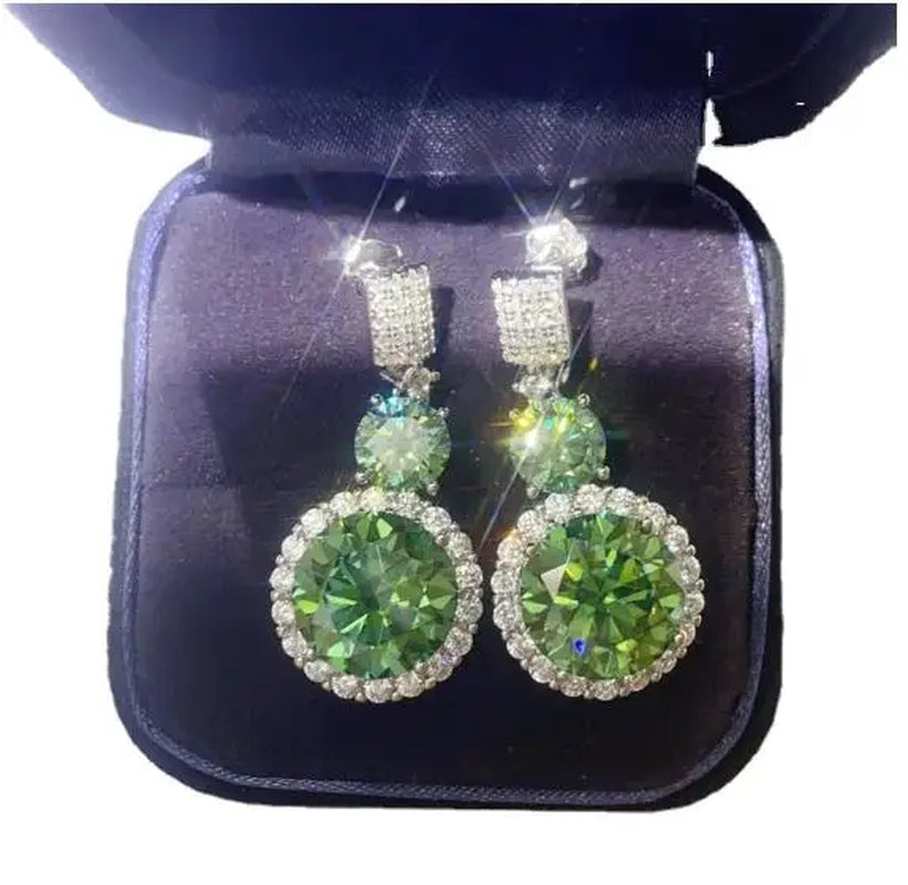 Serenity 12Cttw Big Moissanite Earrings for Women Wedding Bridal 100% S925 Sterling Silver Drop Earrings Plated 18K Fine Jewelry