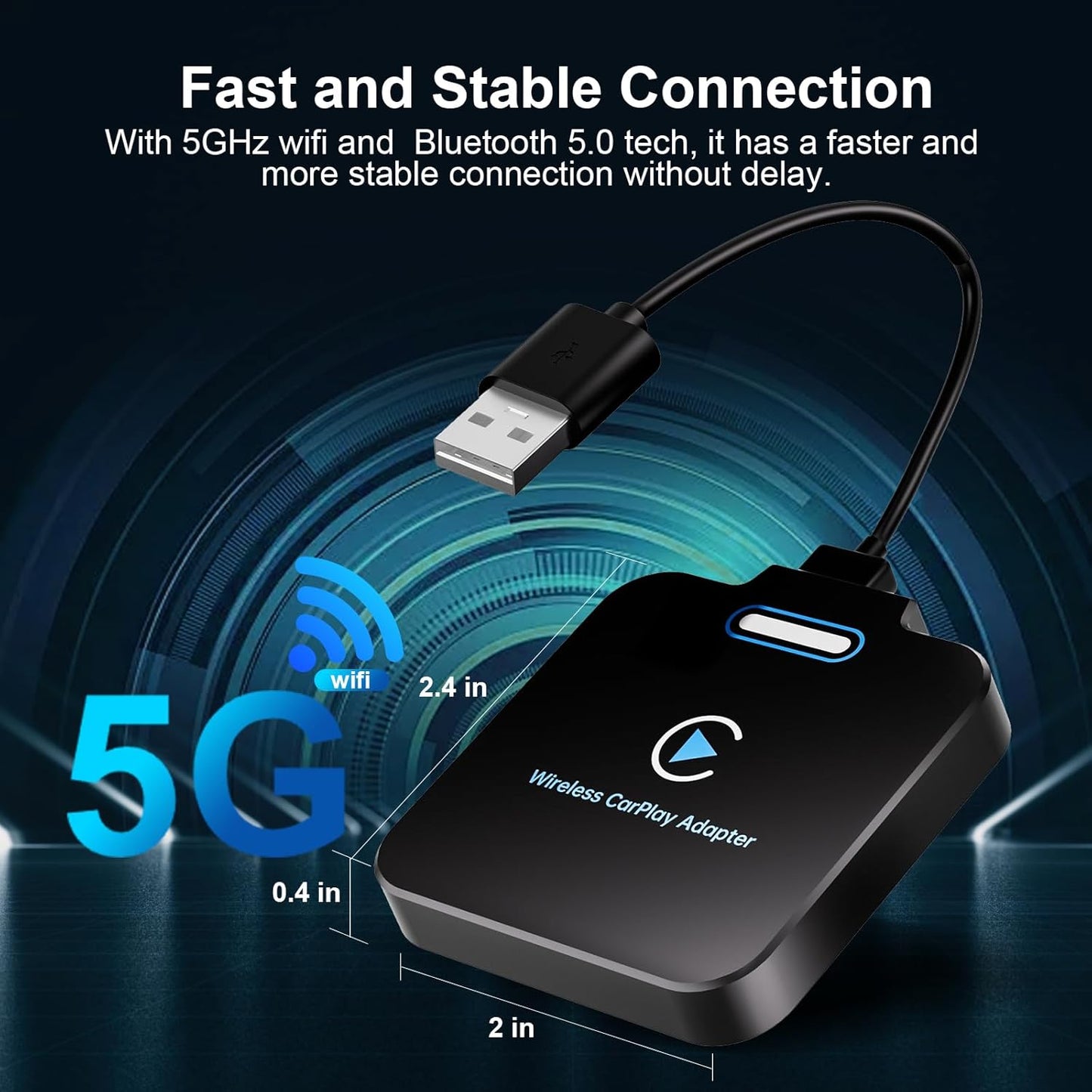 Adaptador Carplay Inalámbrico Para Iphone, Convierte Cable De Fábrica En Dongle Para Control Plug & Play, Compatible Con Coches Desde 2017