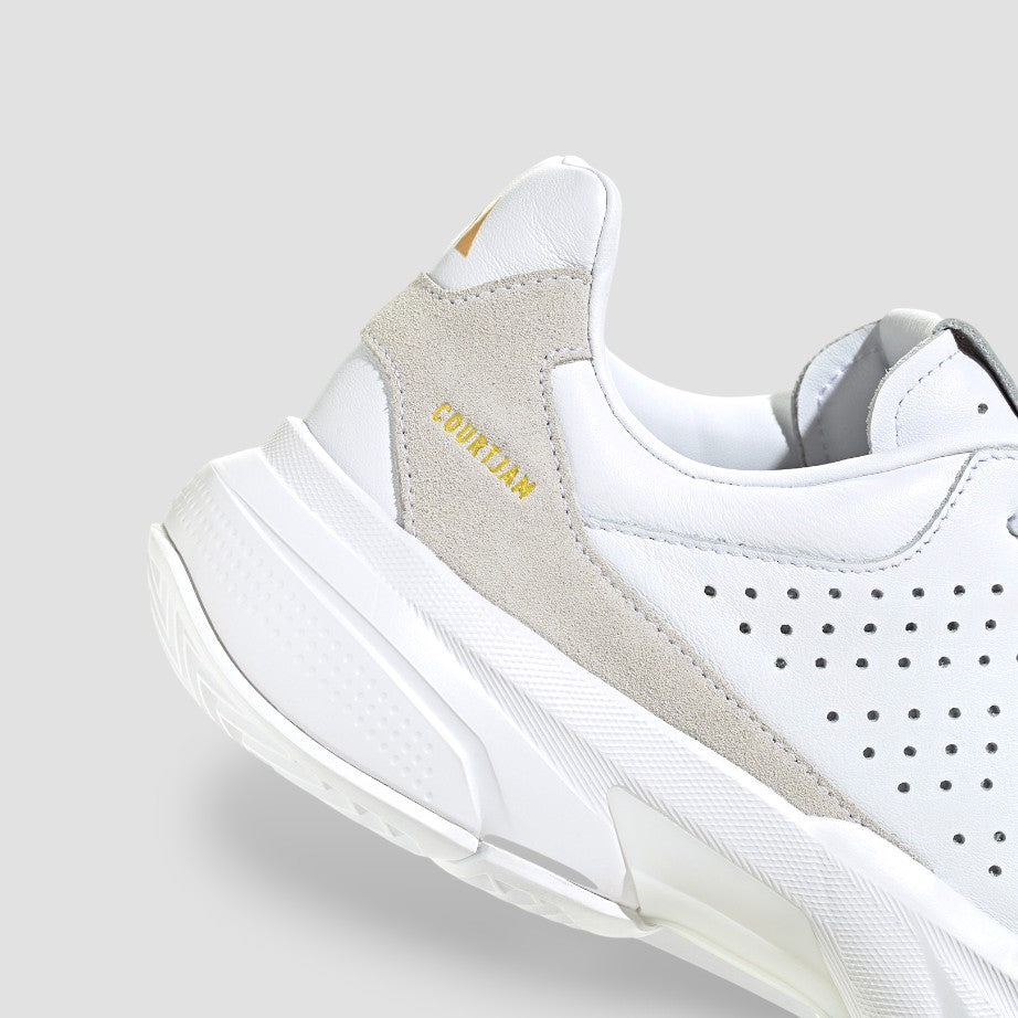 White Adidas Unisex Courtjam Control 3 Premium shoes zoom behind