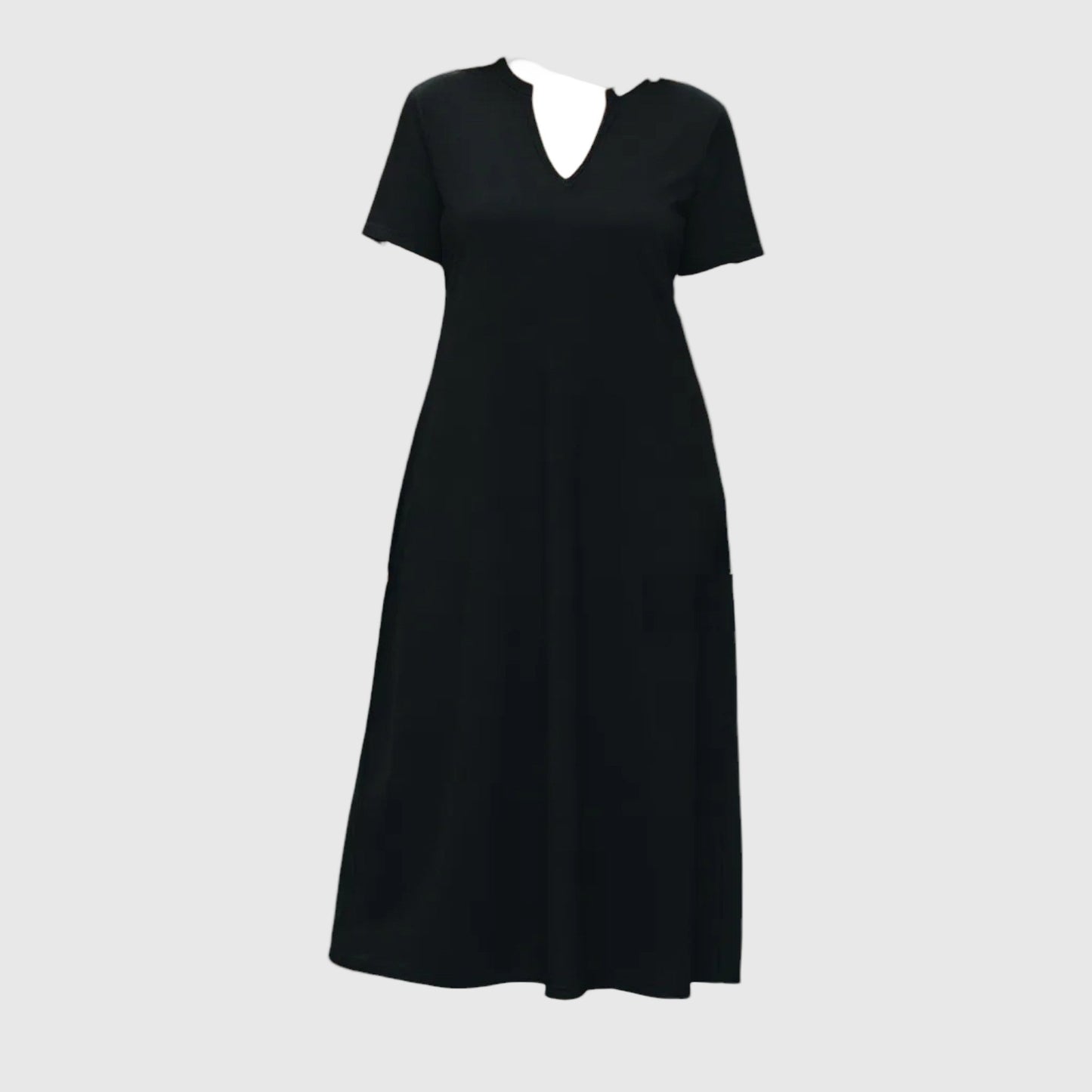 Dark blue dress on a gray background