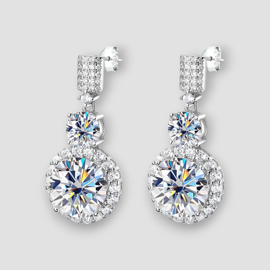 Serenity 12Cttw Big Moissanite Earrings for Women Wedding Bridal 100% S925 Sterling Silver Drop Earrings Plated 18K Fine Jewelry