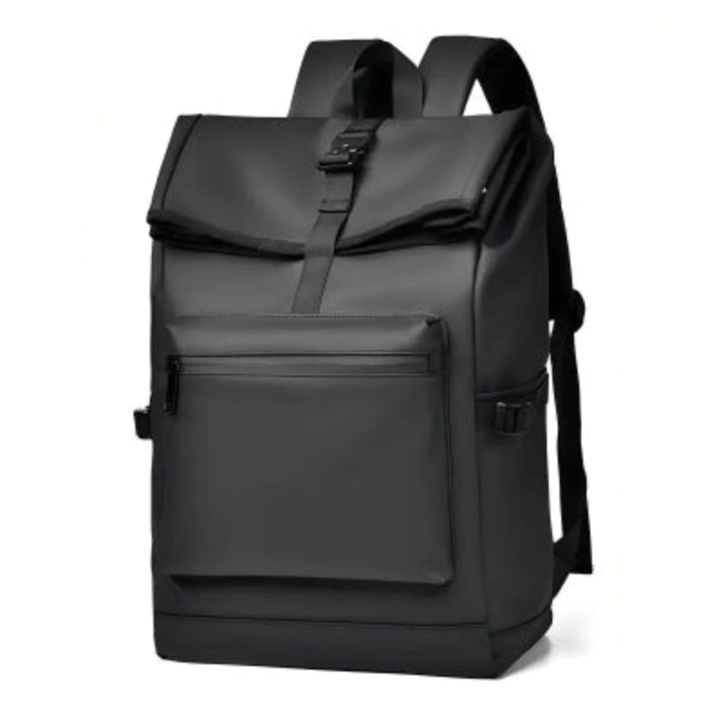 Large Capacity Backpack - Stylish Solid Black Travel & Commuter Bagwith Adjustable Straps, Multiple Compartments, Travelbackpack