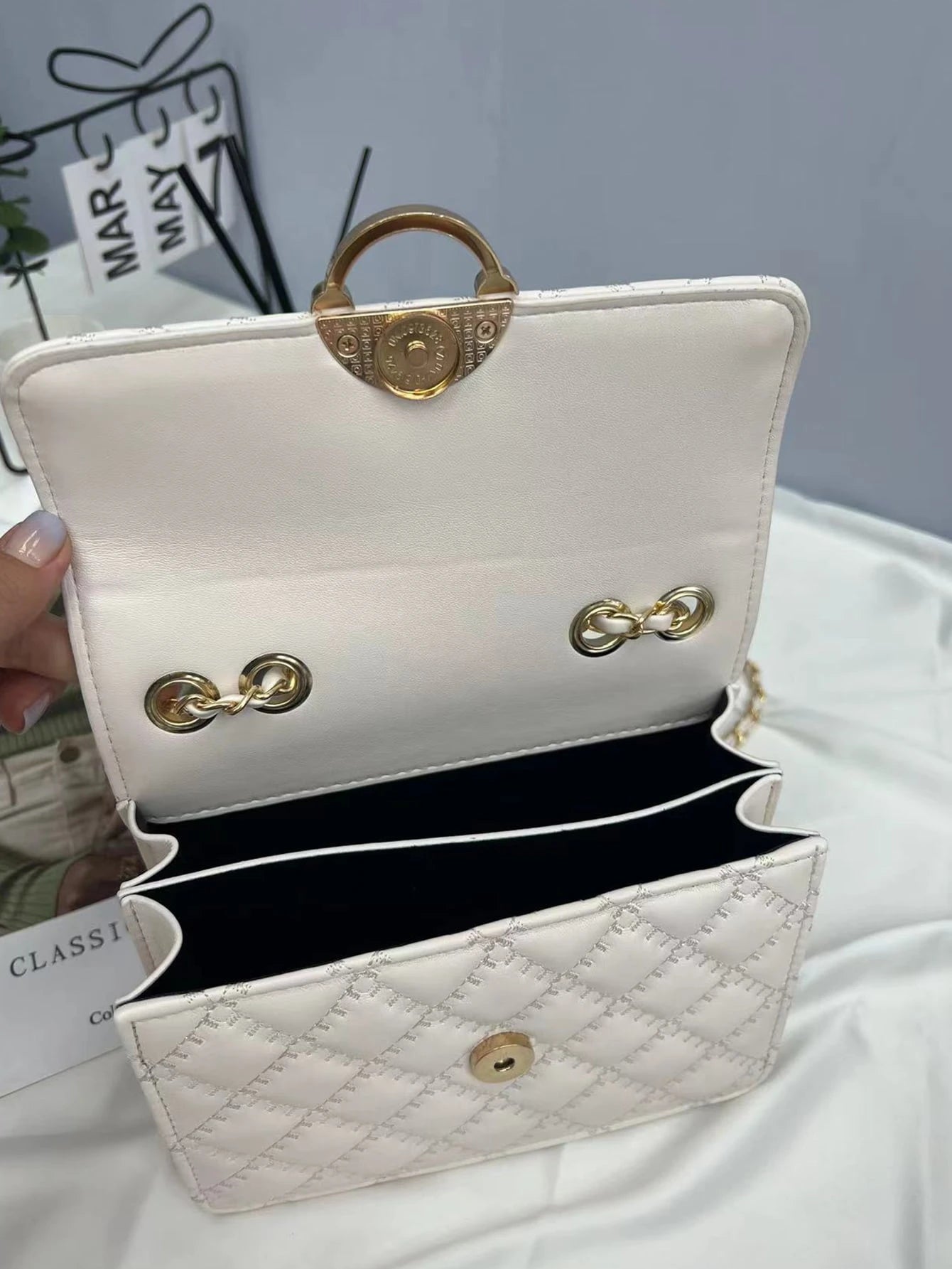 Waterproof,Lightweight,Business Casual Mini Faux Pearl Decor Chain Shoulder Bag for Teen Girls Women College Students,Rookies & White-Collar Workers Perfect for Office,College,Work ,Business,Commute