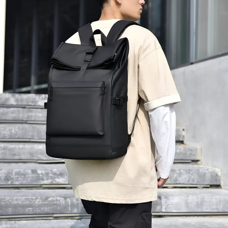 Large Capacity Backpack - Stylish Solid Black Travel & Commuter Bagwith Adjustable Straps, Multiple Compartments, Travelbackpack