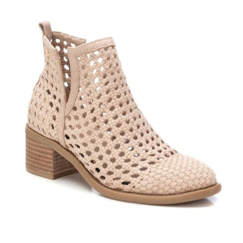 Beige perforated ankle boot TXI on a white background