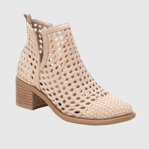 Beige perforated ankle boot TXI on a white background