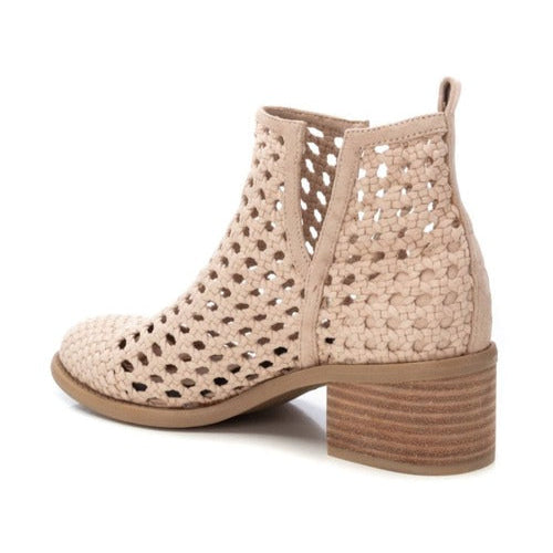 Beige perforated ankle boot TXI on a white background