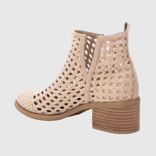 Beige perforated ankle boot TXI on a white background