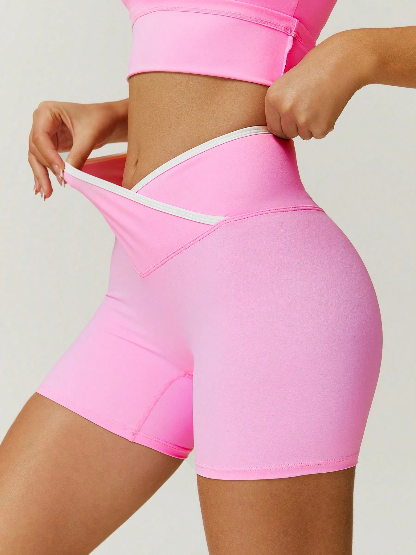 Ncmryu Summer Workout Ncmryu Women Contrast Color Sports Bra and High Waist Tight Shorts Set