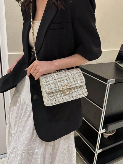 Waterproof,Lightweight,Business Casual Mini Faux Pearl Decor Chain Shoulder Bag for Teen Girls Women College Students,Rookies & White-Collar Workers Perfect for Office,College,Work ,Business,Commute