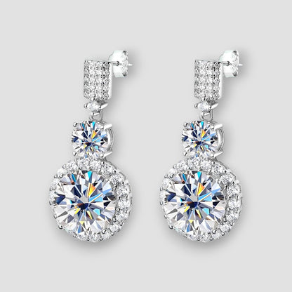 Serenity 12Cttw Big Moissanite Earrings for Women Wedding Bridal 100% S925 Sterling Silver Drop Earrings Plated 18K Fine Jewelry