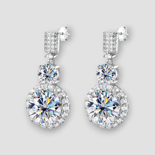 Serenity 12Cttw Big Moissanite Earrings for Women Wedding Bridal 100% S925 Sterling Silver Drop Earrings Plated 18K Fine Jewelry