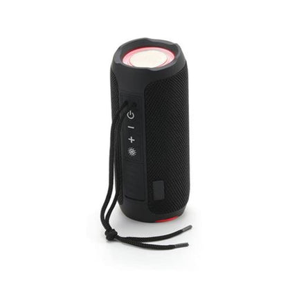 A collection of T&G Portable Bluetooth Speakers in various colors including red, black, gray, pink, blue, and green, each featuring a compact cylindrical design with a strap.
