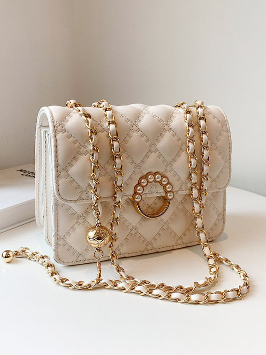 Waterproof,Lightweight,Business Casual Mini Faux Pearl Decor Chain Shoulder Bag for Teen Girls Women College Students,Rookies & White-Collar Workers Perfect for Office,College,Work ,Business,Commute
