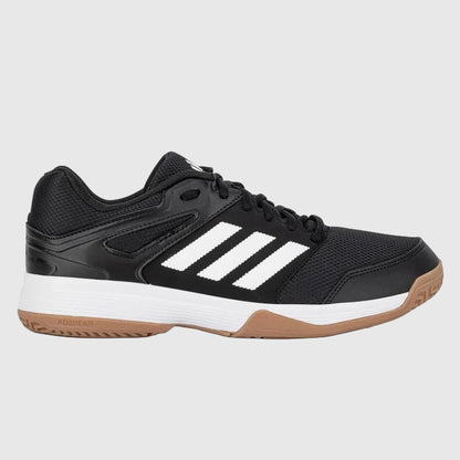 Black Adidas sneaker with white stripes